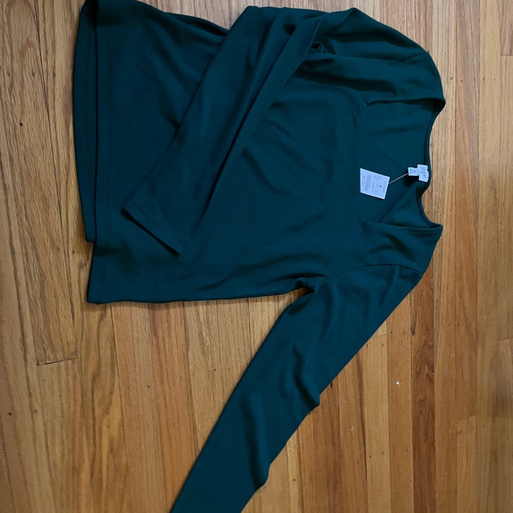 Greenish Long Sleeve Square Neck Top
